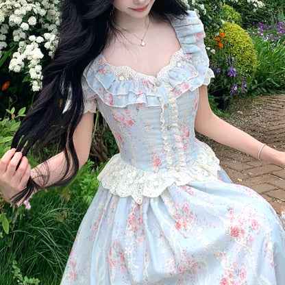 お花畑のプリンセスロリータワンピ(LL/3L/4L/5L)