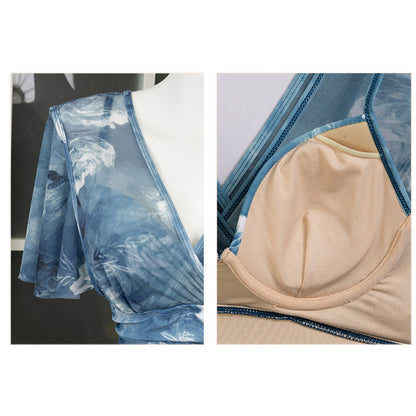 海辺ローズのフレアワンピース水着(L/LL/3L/4L/5L)