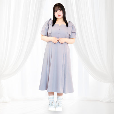 【大きいサイズのワンピースランキング】Sugar Blue Bonbon Ribbon Dress (3L/4L/5L/6L) / Taberunosky