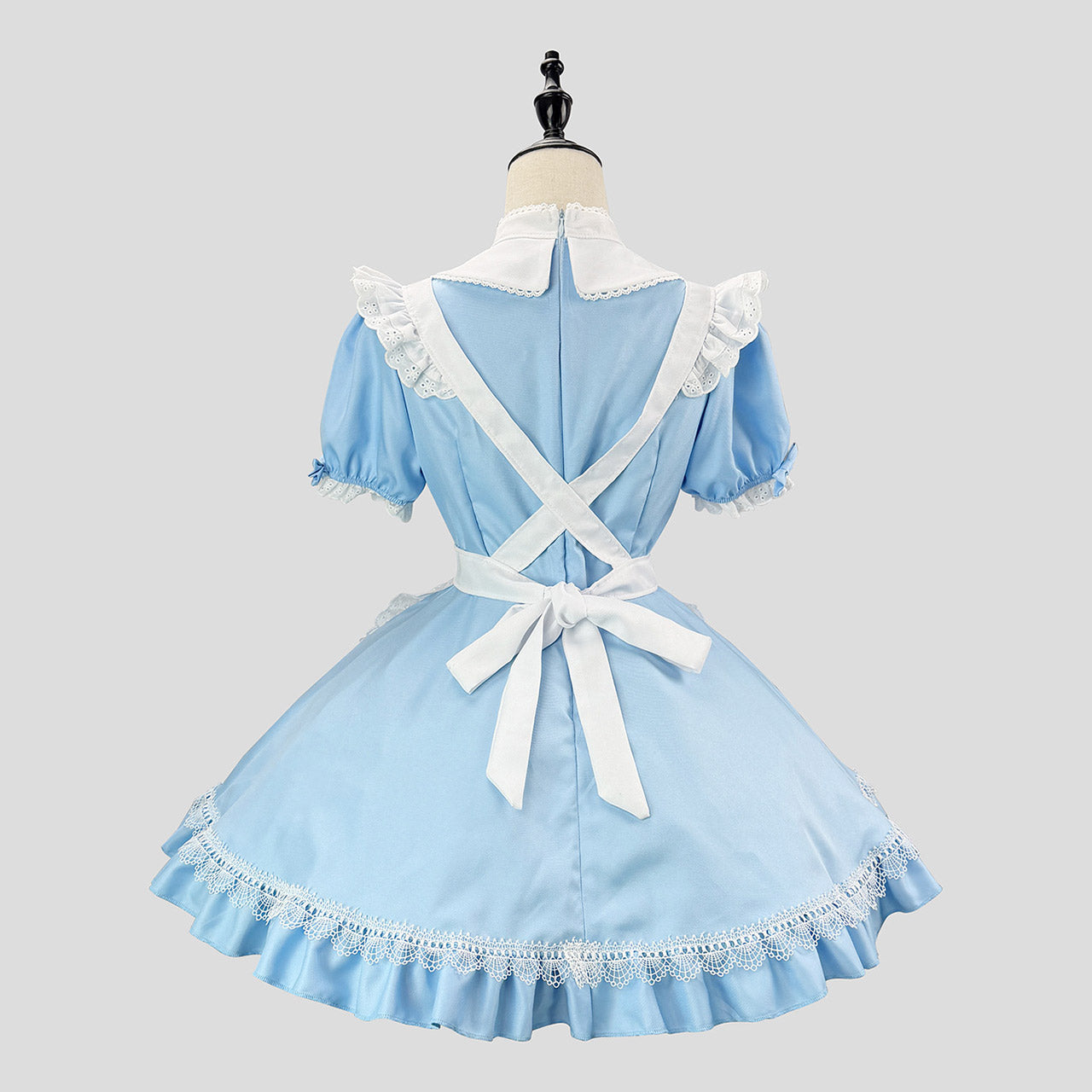 大きいサイズ レディース 水色お給仕リボンメイドワンピース・ハロウィン・コスプレ(M/L/LL/3L/4L/5L/6L)