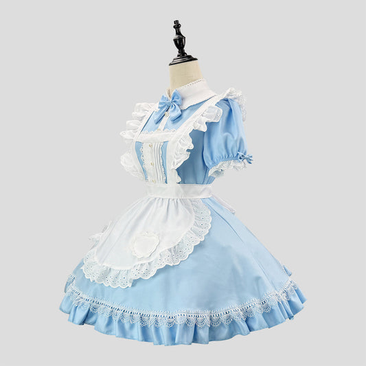 水色お給仕リボンメイドワンピース・ハロウィン・コスプレ(M/L/LL/3L/4L/5L/6L)