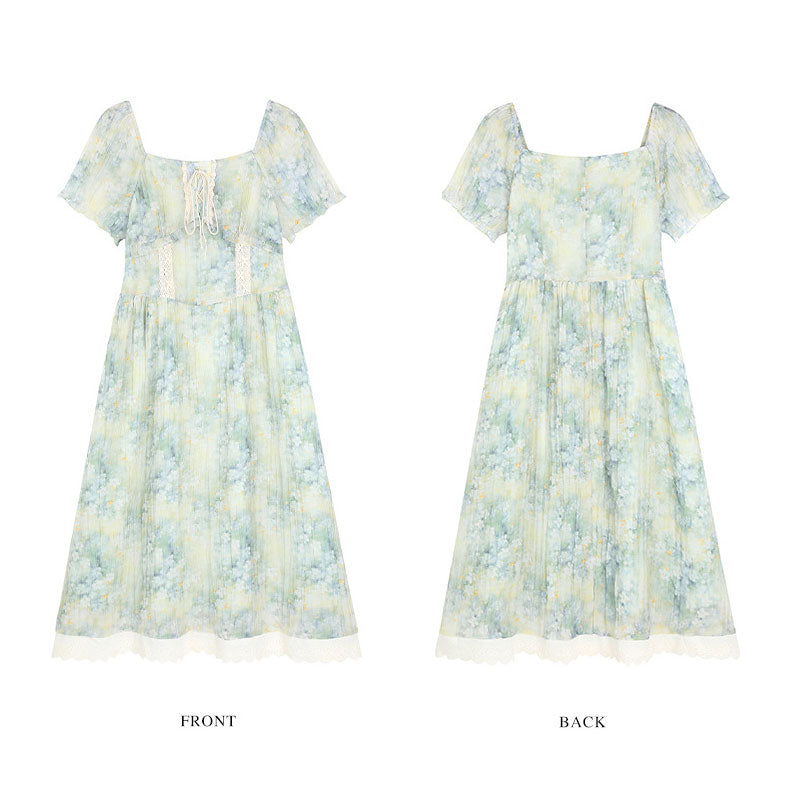 大きいサイズ レディース Sheer Feminine Mint Flower Dress (US 12/14/16/18/20)