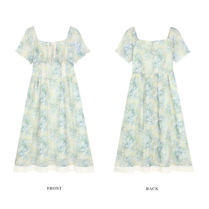 Sheer Feminine Mint Flower Dress (US 12/14/16/18/20)