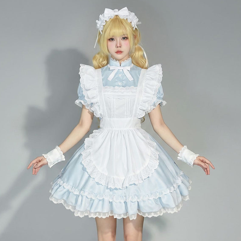 大きいサイズ レディース ミルキードールメイドフリルワンピースドレス・ハロウィン・コスプレ(M/L/LL/3L/4L/5L/6L)