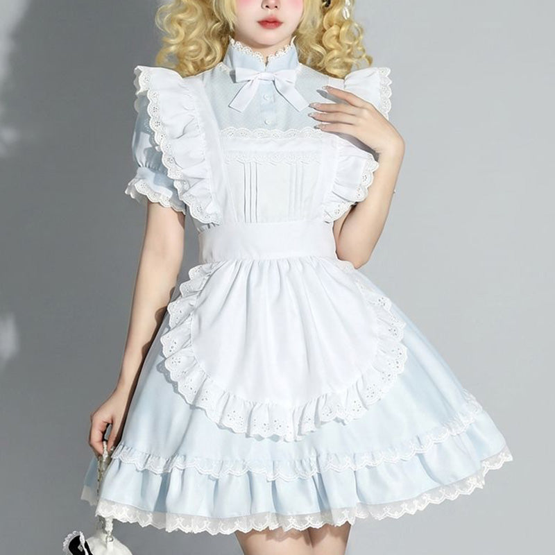 大きいサイズ レディース ミルキードールメイドフリルワンピースドレス・ハロウィン・コスプレ(M/L/LL/3L/4L/5L/6L)
