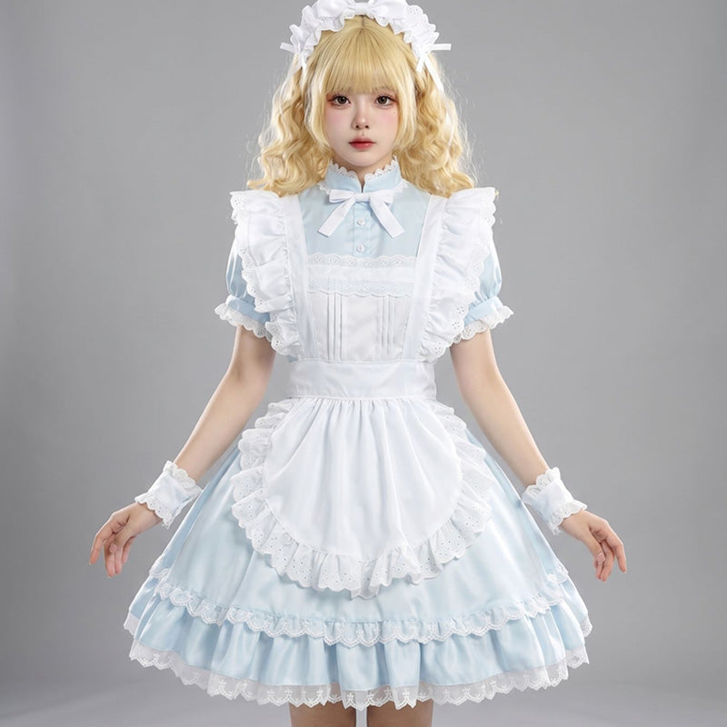 大きいサイズ レディース ミルキードールメイドフリルワンピースドレス・ハロウィン・コスプレ(M/L/LL/3L/4L/5L/6L)