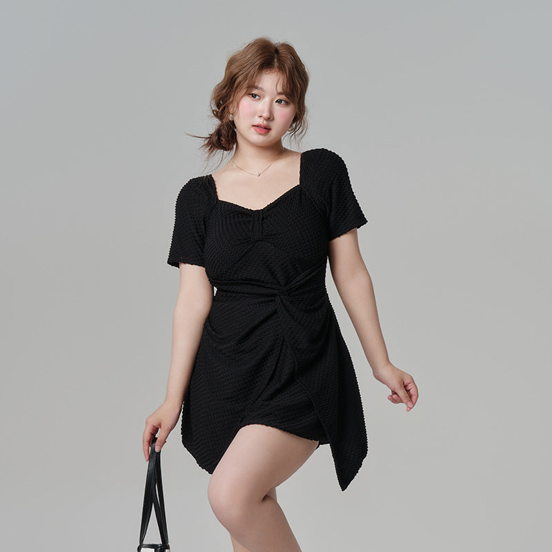 大きいサイズ レディース シュガーワッフル美ライン水着スイムウェア(LL/3L/4L/5L/6L)