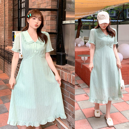 涼しげミントフリル襟ロングワンピース(LL/3L/4L/5L/6L)