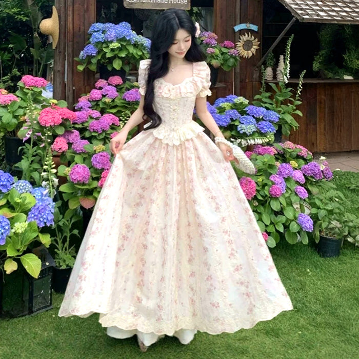 大きいサイズ レディース お花畑のプリンセスロリータワンピ(LL/3L/4L/5L)