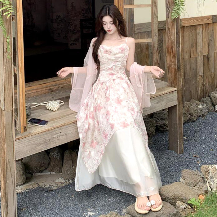 大きいサイズ レディース｜ロゼフルール揺れ感キャミドレスセット(L/LL