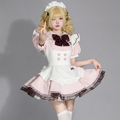 ハートボタンのショコラピンクメイドセット・ハロウィン・コスプレ(M/L/LL/3L/4L/5L/6L)