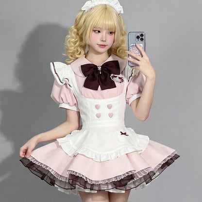 ハートボタンのショコラピンクメイドセット・ハロウィン・コスプレ(M/L/LL/3L/4L/5L/6L)