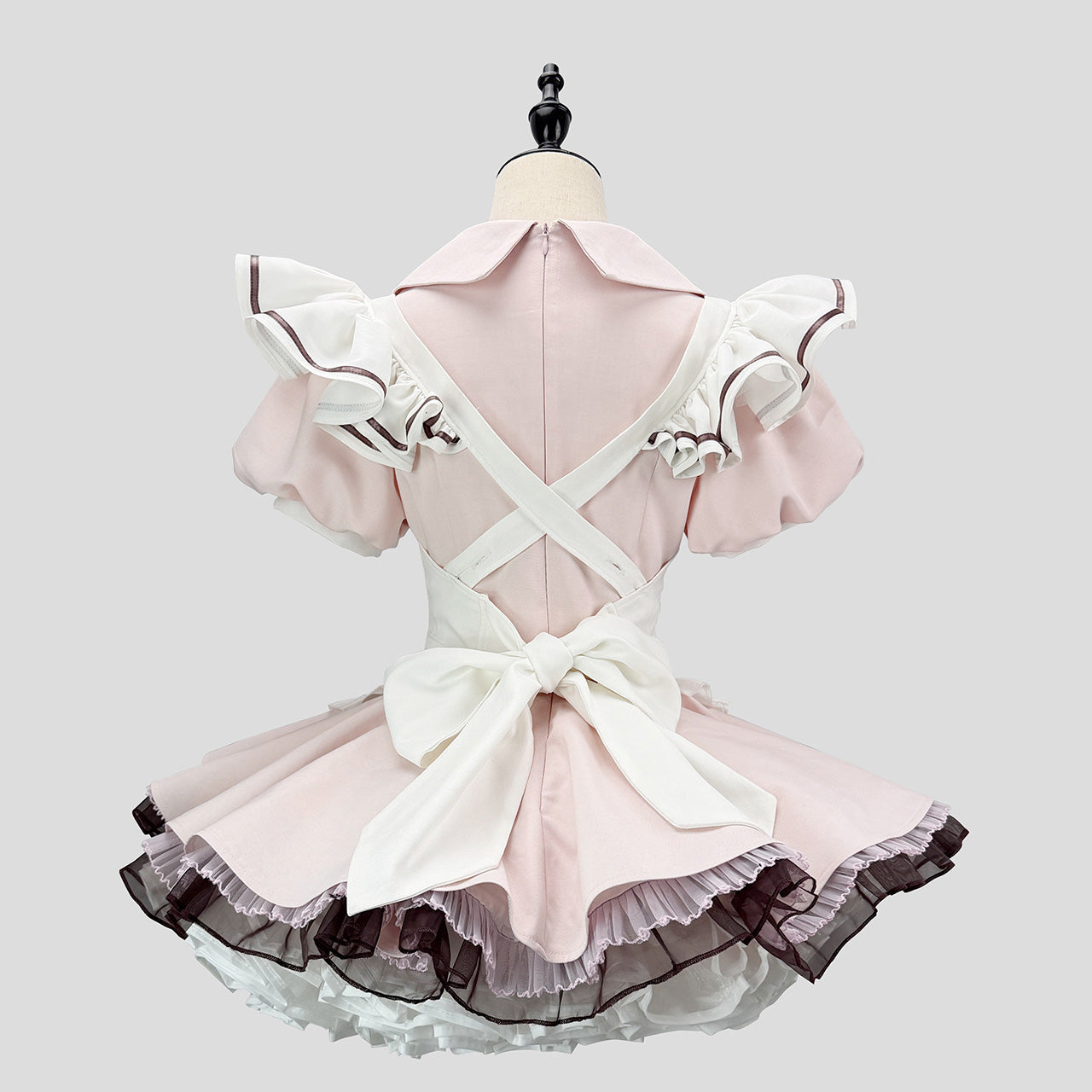 大きいサイズ レディース ハートボタンのショコラピンクメイドセット・ハロウィン・コスプレ(M/L/LL/3L/4L/5L/6L)