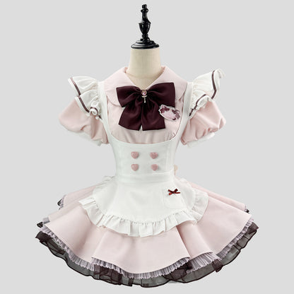 ハートボタンのショコラピンクメイドセット・ハロウィン・コスプレ(M/L/LL/3L/4L/5L/6L)