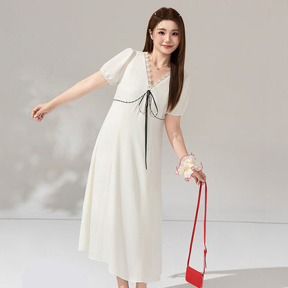 白昼のレースライン美人ワンピース(LL/3L/4L/5L)