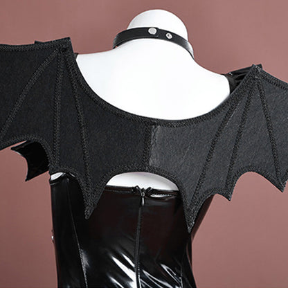 ハートチョーカー付き艶黒バットバニーボディスーツ/ハロウィン・コスプレ(LL/3L/4L)