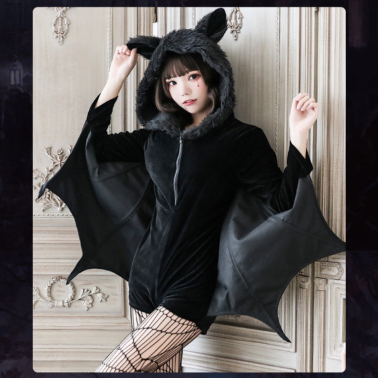 ガブガブこうもりさんワイドウィングショートコスチューム/ハロウィン・コスプレ(L/LL/3L/4L)