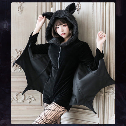 ガブガブこうもりさんワイドウィングショートコスチューム/ハロウィン・コスプレ(L/LL/3L/4L)