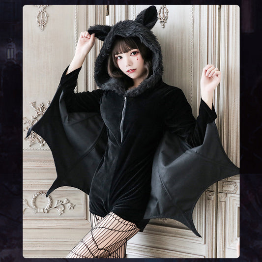 ガブガブこうもりさんワイドウィングショートコスチューム/ハロウィン・コスプレ(L/LL/3L/4L)