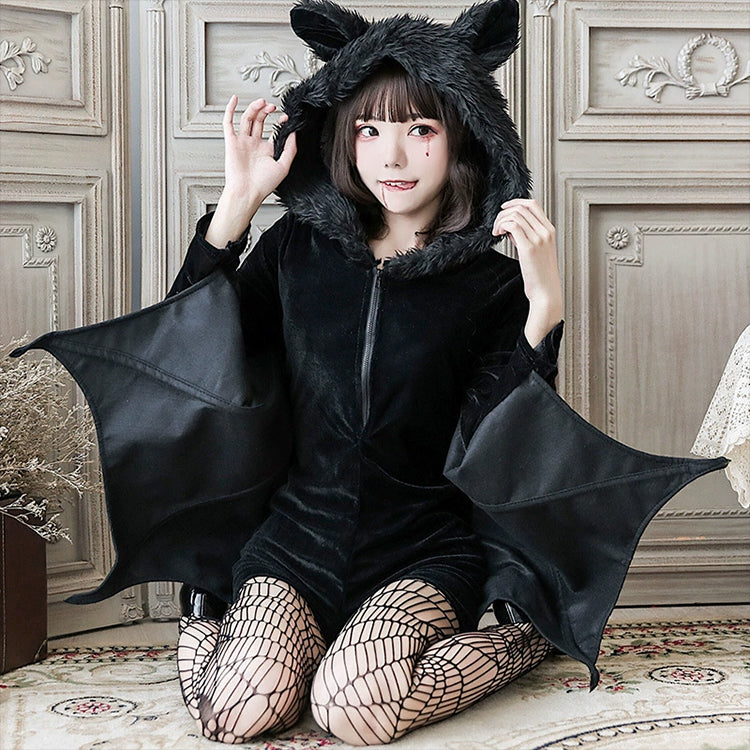 ガブガブこうもりさんワイドウィングショートコスチューム/ハロウィン・コスプレ(L/LL/3L/4L)