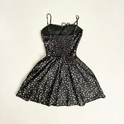 ブラック小花キャミワンピ×透かし編みボレロセット(L/LL/3L/4L/5L)