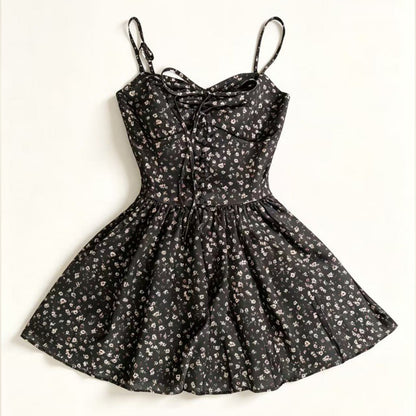 ブラック小花キャミワンピ×透かし編みボレロセット(L/LL/3L/4L/5L)