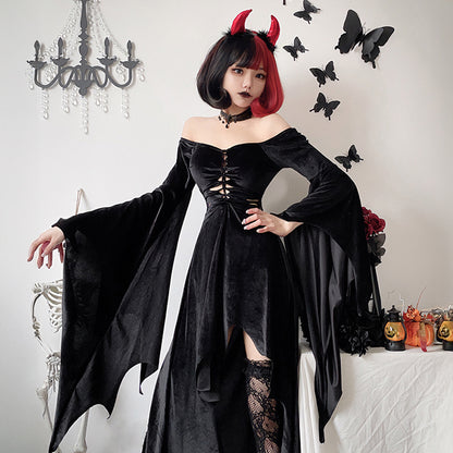 魔夜のベルベットウィング ロングコスチューム/ハロウィン・コスプレ(L/LL/3L)