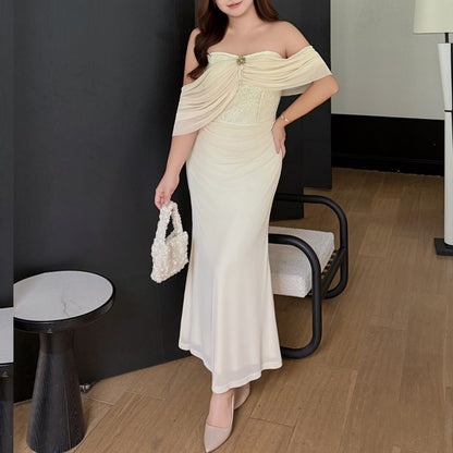 Jeweled Drape Lace Mermaid Dress (LL/3L/4L/5L)