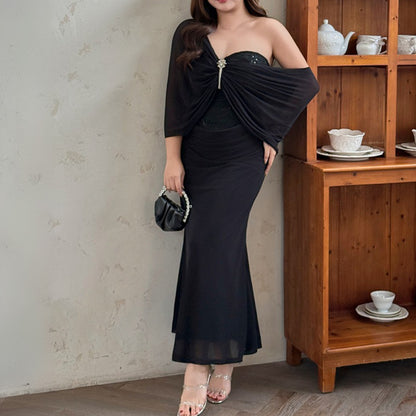 Jeweled Drape Lace Mermaid Dress (LL/3L/4L/5L)