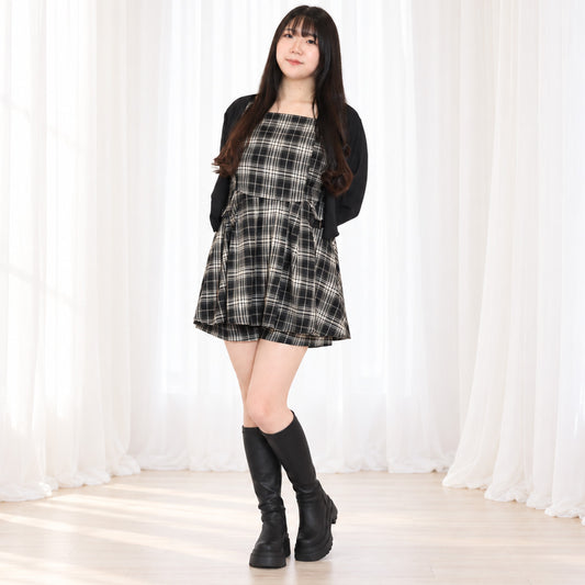 モノクロチェックの小悪魔ガーリー3点セット(3L/4L/5L)