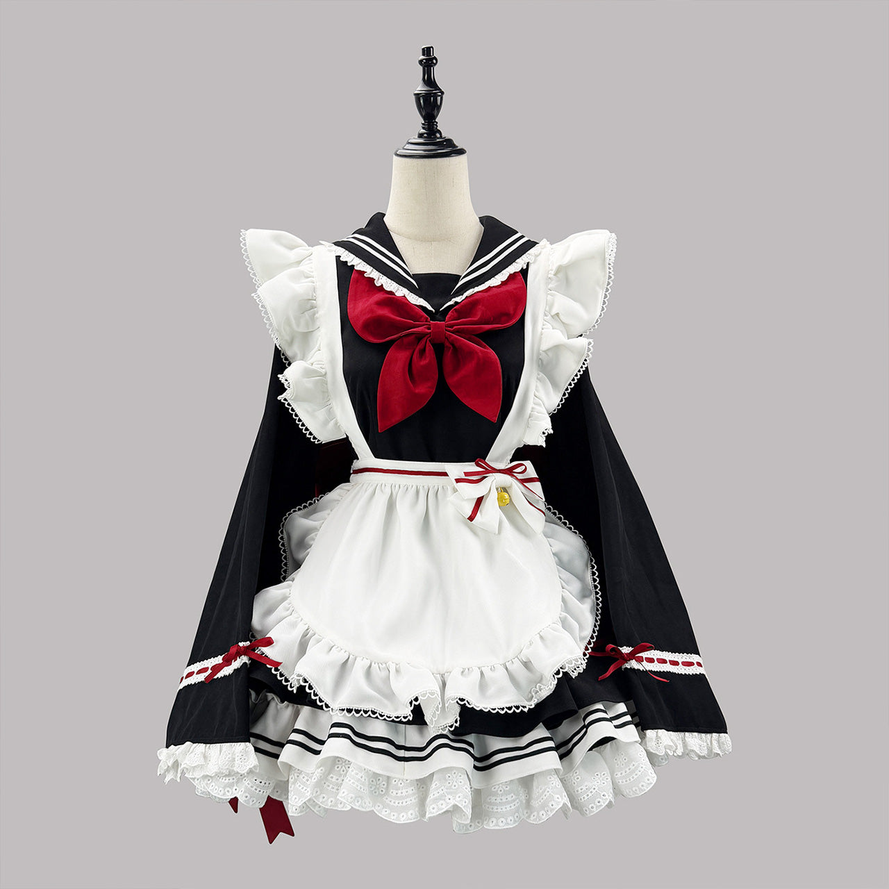 大きいサイズ レディース 夜汽車セーラーのビッグリボンメイド服・ハロウィン・コスプレ(M/L/LL/3L/4L/5L/6L)