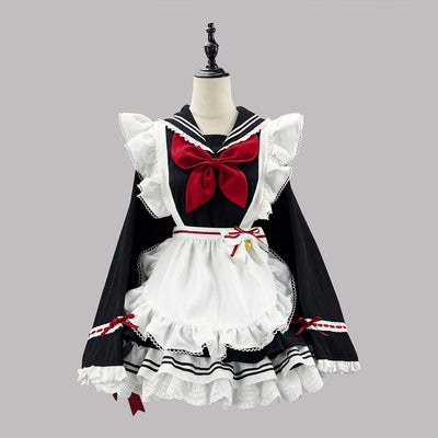 夜汽車セーラーのビッグリボンメイド服・ハロウィン・コスプレ(M/L/LL/3L/4L/5L/6L)