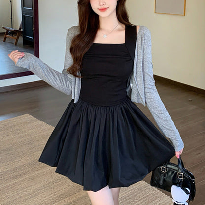 ブラックチューリップフレアミニワンピース/LL/3L/4L/5L)