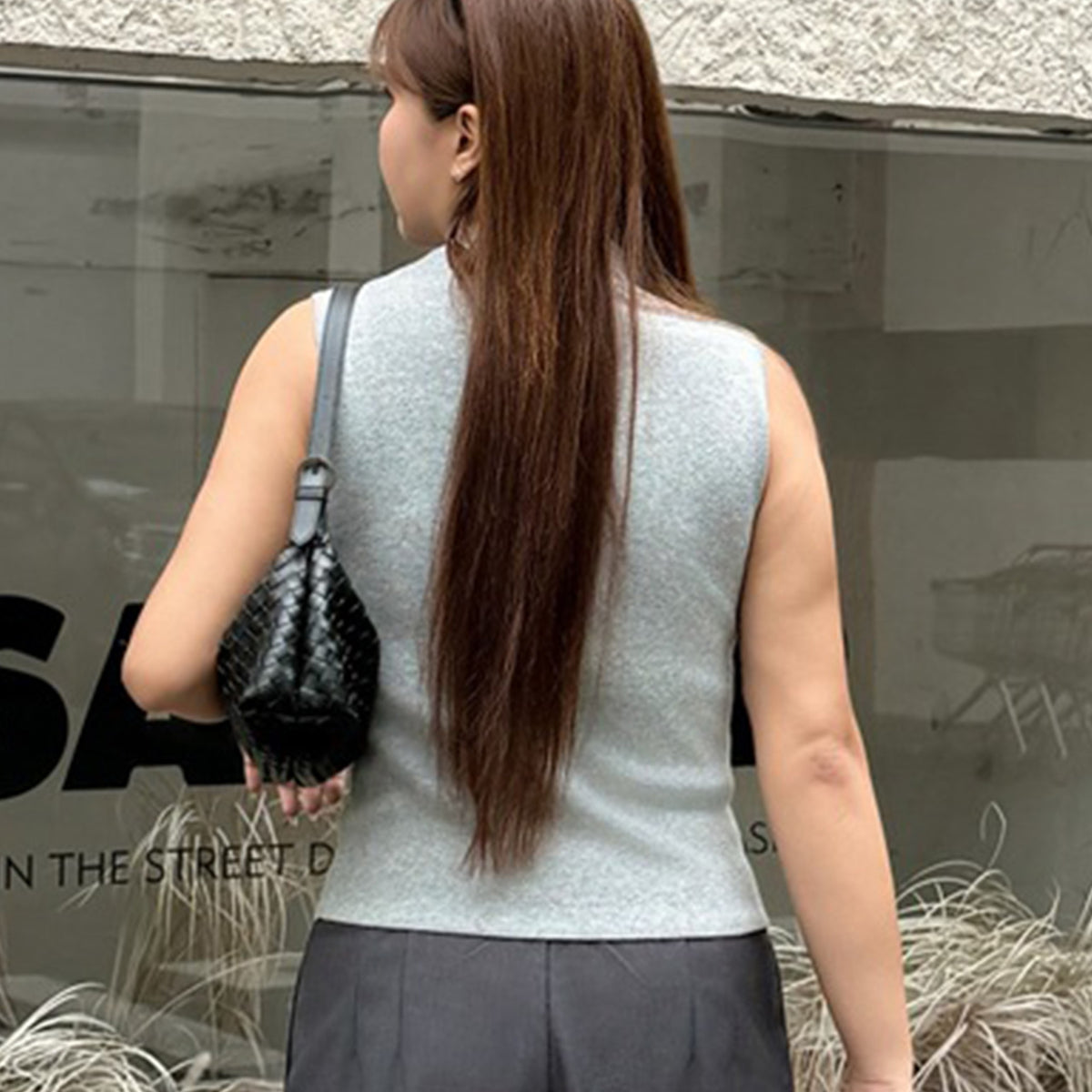 メランジ微起毛ハイネックフィットトップス(LL/3L/4L)