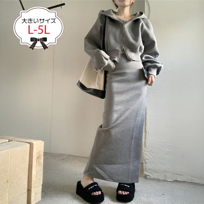 大人カジュアル フーディー×タンクロングワンピセット(L/LL/3L/4L/5L)