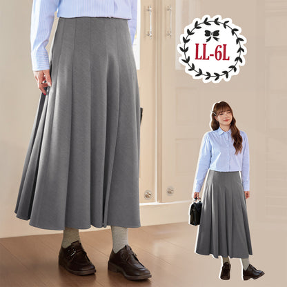 グレージュムードの美シルエットロングプリーツスカート(LL/3L/4L/5L/6L)