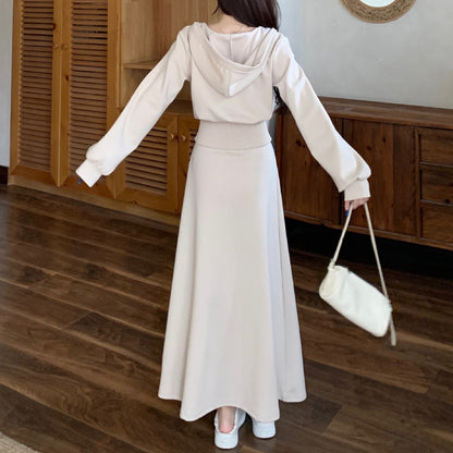 フードカシュクールトップス×キャミロングワンピ2点セット(L/LL/3L/4L/5L)