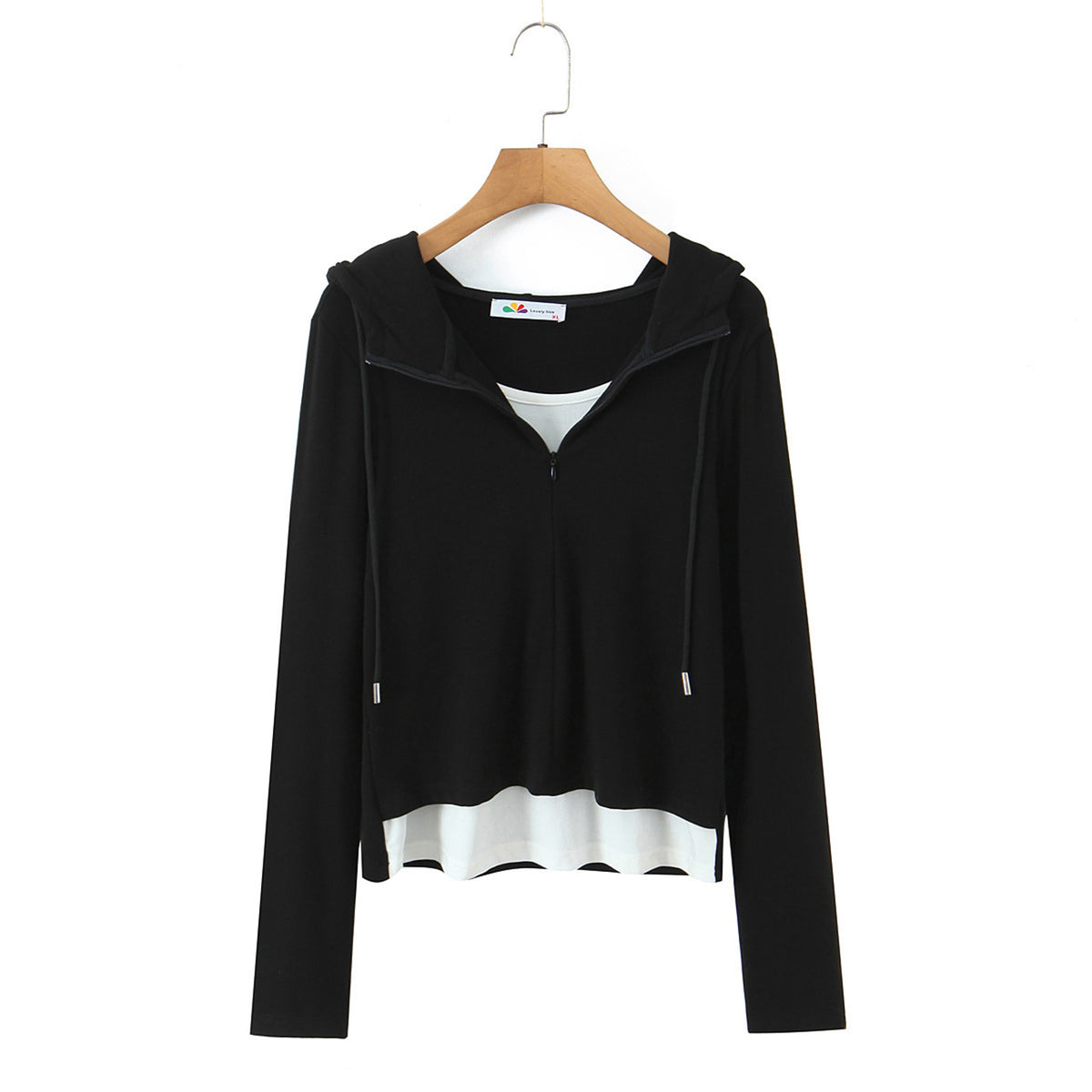 白裾レイヤードZIPパーカー×ロングフレアセット(LL/3L/4L/5L)