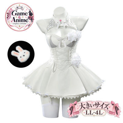 【Plus size cosplay ranking】女神の純白ハートジュエルレースアップコスチューム(LL/3L/4L)ハロウィン/コスプレ