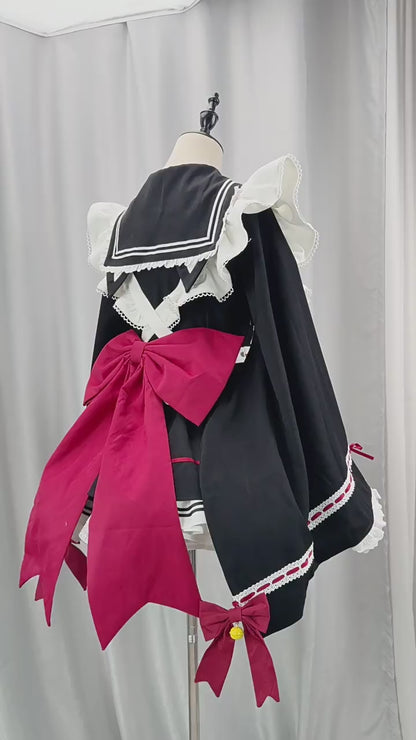 夜汽車セーラーのビッグリボンメイド服・ハロウィン・コスプレ(M/L/LL/3L/4L/5L/6L)