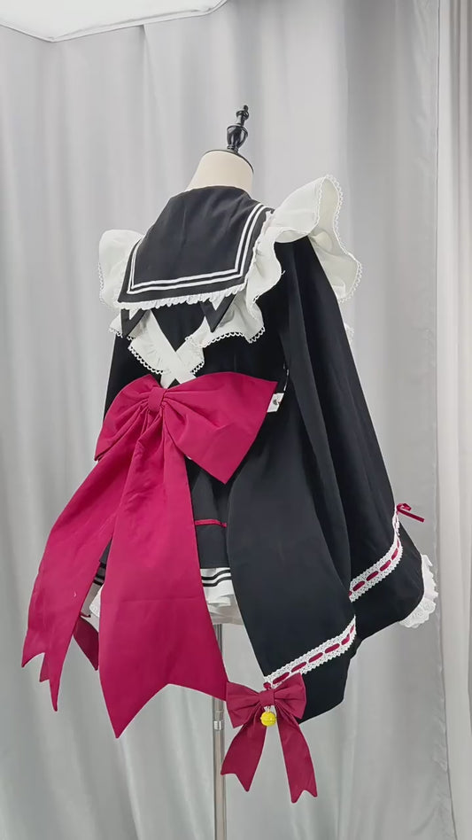 夜汽車セーラーのビッグリボンメイド服・ハロウィン・コスプレ(M/L/LL/3L/4L/5L/6L)