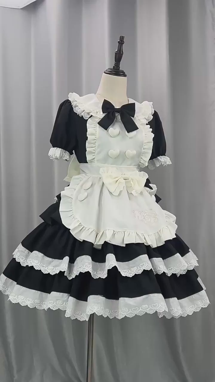 大きいサイズ レディース｜ラブリーハートリボン♡クラシックメイド(M