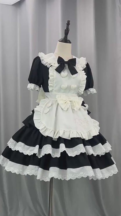ラブリーハートリボン♡クラシックメイド(M/L/LL/3L/4L/5L/6L)/コスプレ/ハロウィン