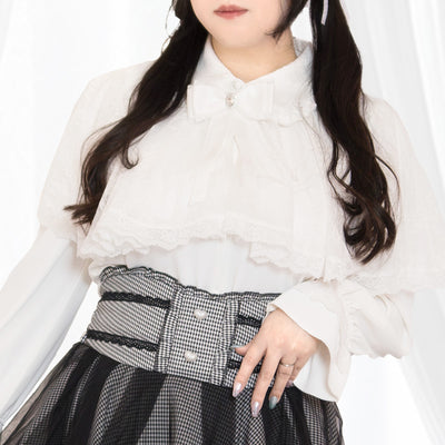 【大きいサイズのトップスランキング】うさぎ刺繍のスウィートケープブラウス(3L/4L/5L/6L)