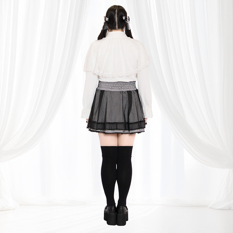 大きいサイズ レディース うさぎ刺繍のスウィートケープブラウス(3L/4L/5L/6L)