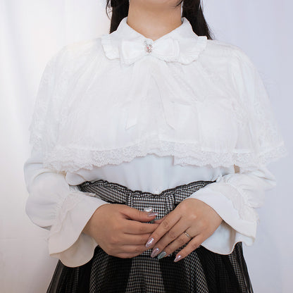 うさぎ刺繍のスウィートケープブラウス(3L/4L/5L/6L)