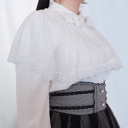 うさぎ刺繍のスウィートケープブラウス(3L/4L/5L/6L)