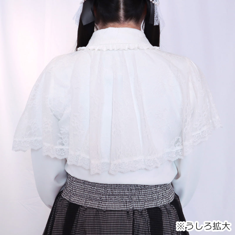 大きいサイズ レディース うさぎ刺繍のスウィートケープブラウス(3L/4L/5L/6L)