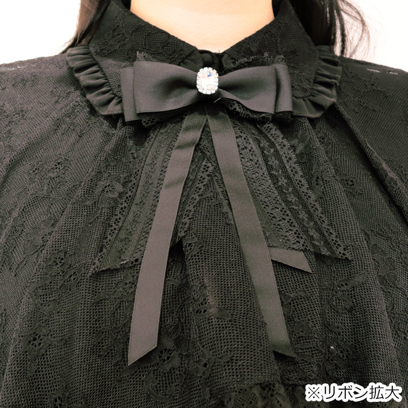 大きいサイズ レディース｜うさぎ刺繍のダークケープブラウス(3L/4L/5L