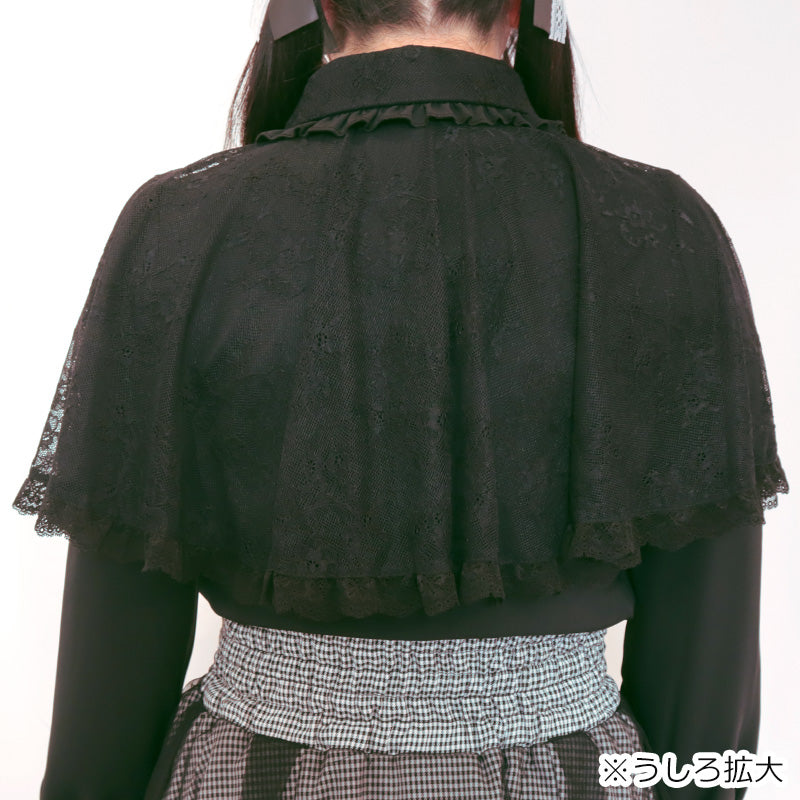 大きいサイズ レディース うさぎ刺繍のダークケープブラウス(3L/4L/5L/6L)